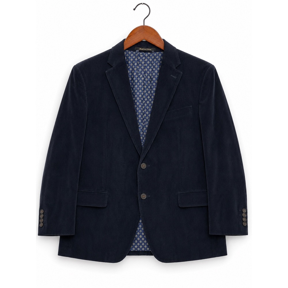 Lauren Ralph Lauren Mens 50R‎ Navy Corduroy Blazer Sport Coat Elbow Patch Preppy